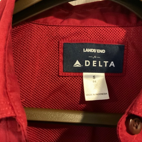 Delta Airlines Lands’ End Shirt Ramp Button Long Sleeve Size Small(6-8) - Picture 3 of 8
